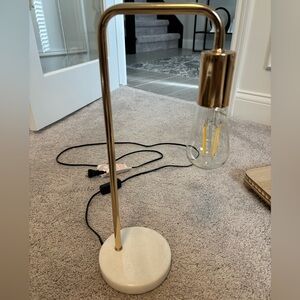 Gold Table Lamp with White Marble Base